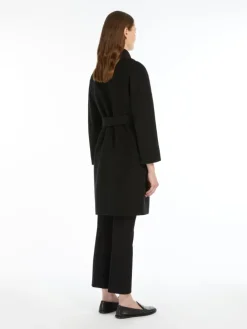 Double-faced wool robe coat - BLACK