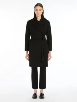 Double-faced wool robe coat - BLACK