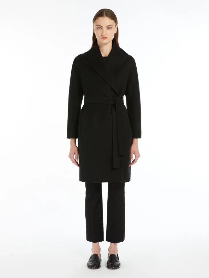 Double-faced wool robe coat - BLACK
