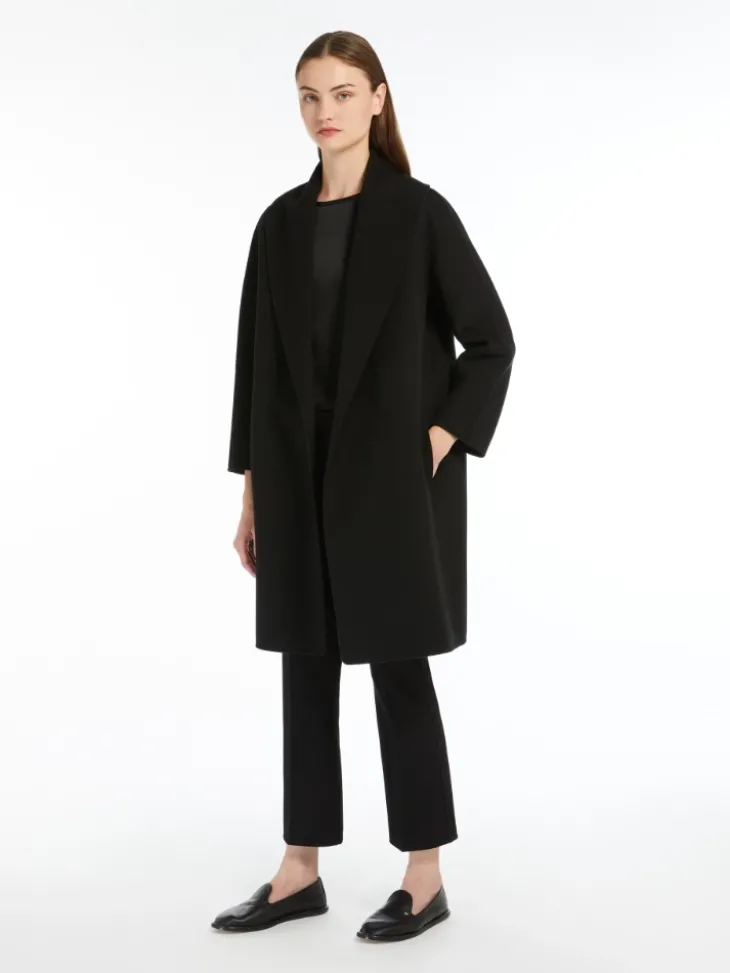 Double-faced wool robe coat - BLACK