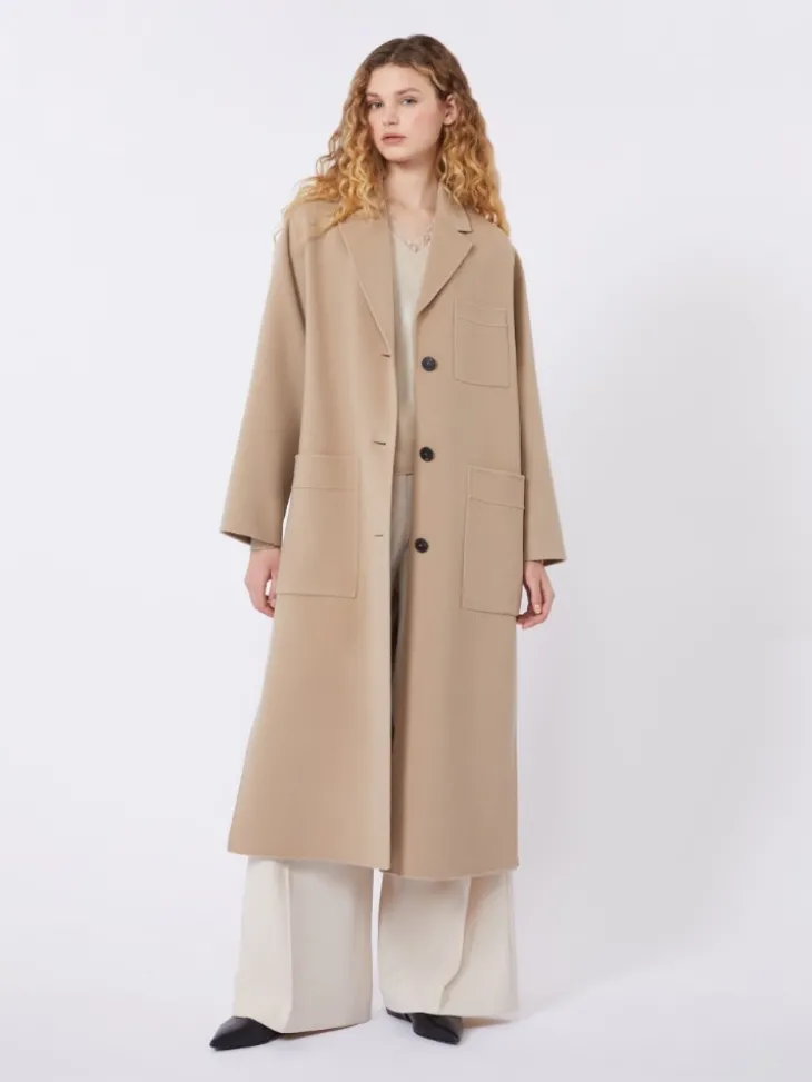 Double-faced wool-blend coat - CAMEL