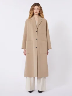 Double-faced wool-blend coat - CAMEL