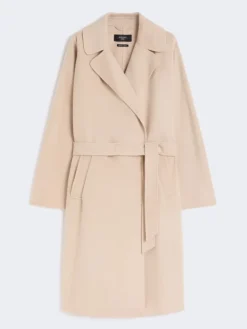 Double-Faced wool-blend robe coat - SAND
