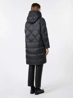 Down jacket in iridescent water-repellent fabric - BLACK