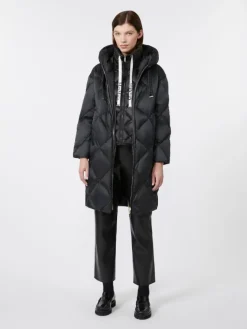 Down jacket in iridescent water-repellent fabric - BLACK