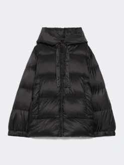 Down jacket in water-repellent canvas - BLACK