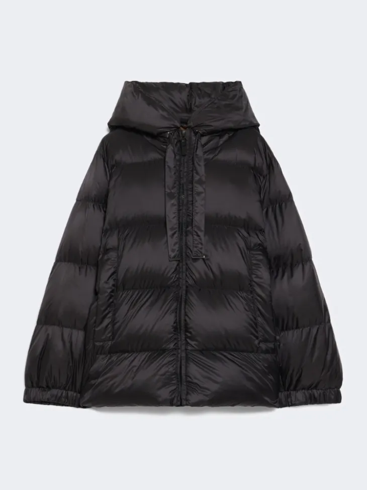 Down jacket in water-repellent canvas - BLACK