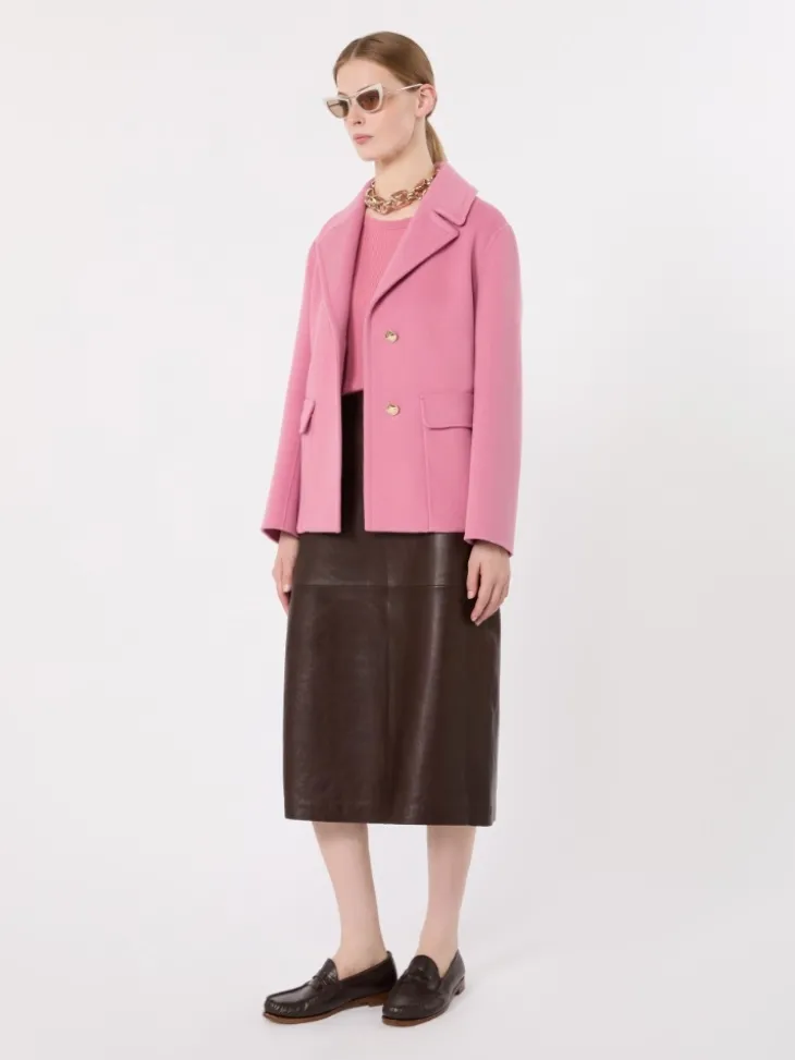 Drap wool single-breasted jacket - PINK