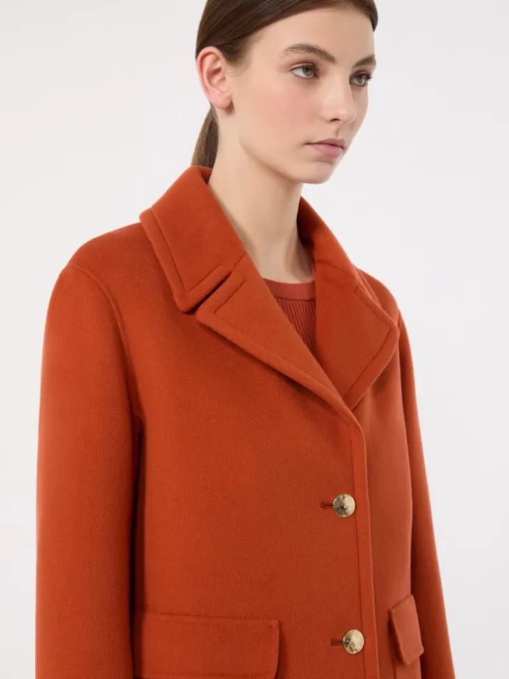 Drap wool single-breasted jacket - ORANGE