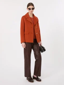 Drap wool single-breasted jacket - ORANGE