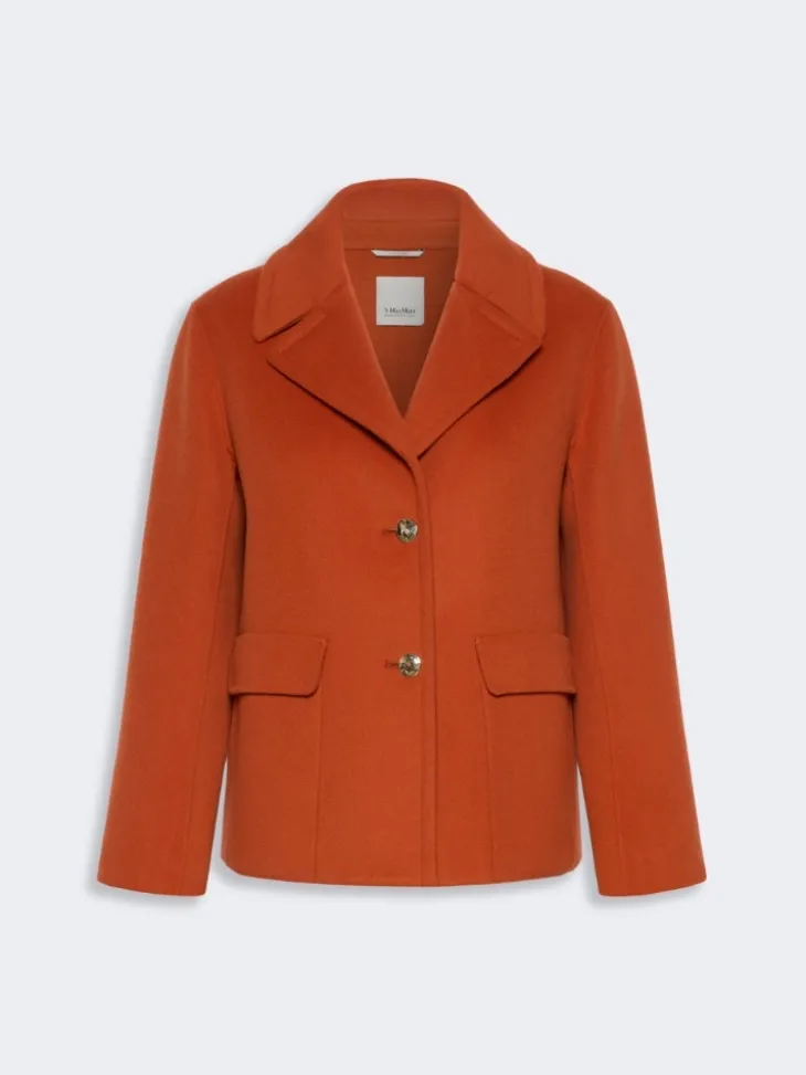 Drap wool single-breasted jacket - ORANGE