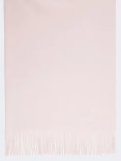 Embroidered and fringed cashmere stole - PINK