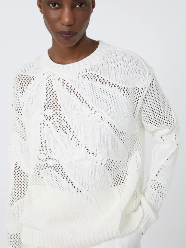 Embroidered cotton sweater - WHITE