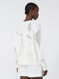Embroidered cotton sweater - WHITE