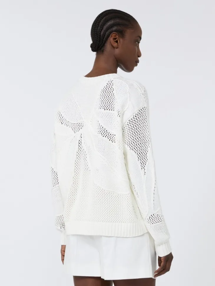 Embroidered cotton sweater - WHITE
