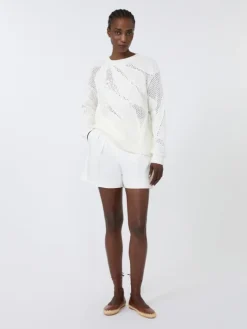 Embroidered cotton sweater - WHITE