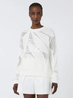 Embroidered cotton sweater - WHITE