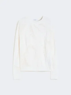 Embroidered cotton sweater - WHITE