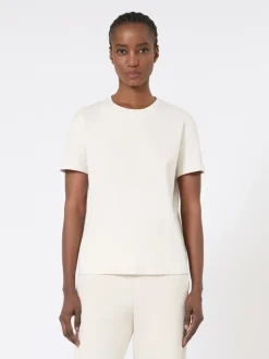 Embroidered jersey T-shirt - SAND