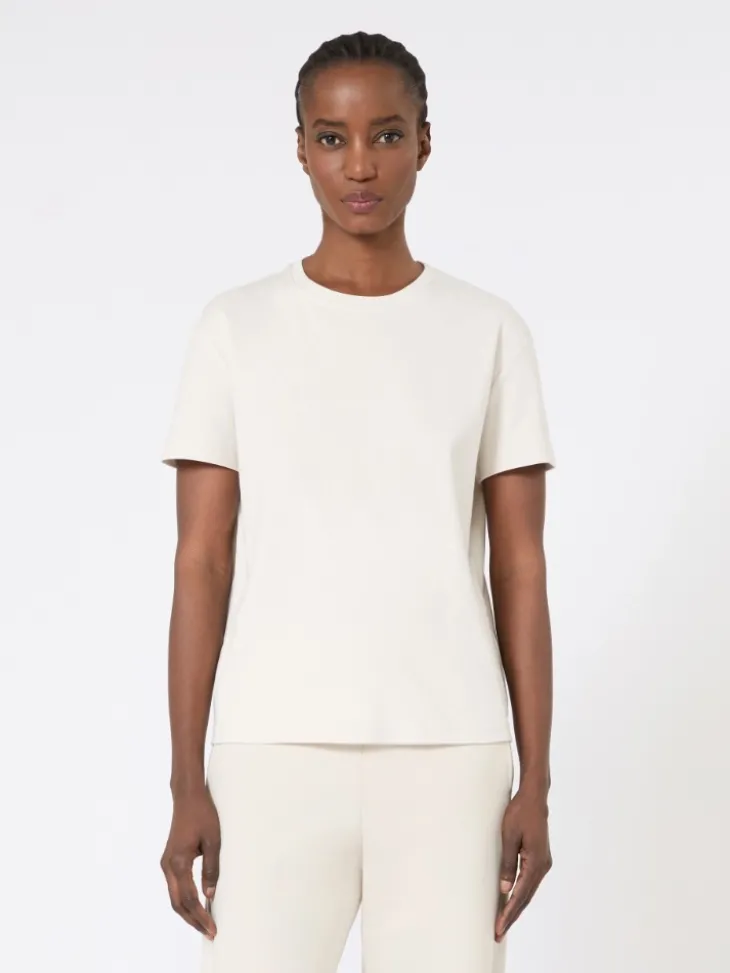 Embroidered jersey T-shirt - SAND