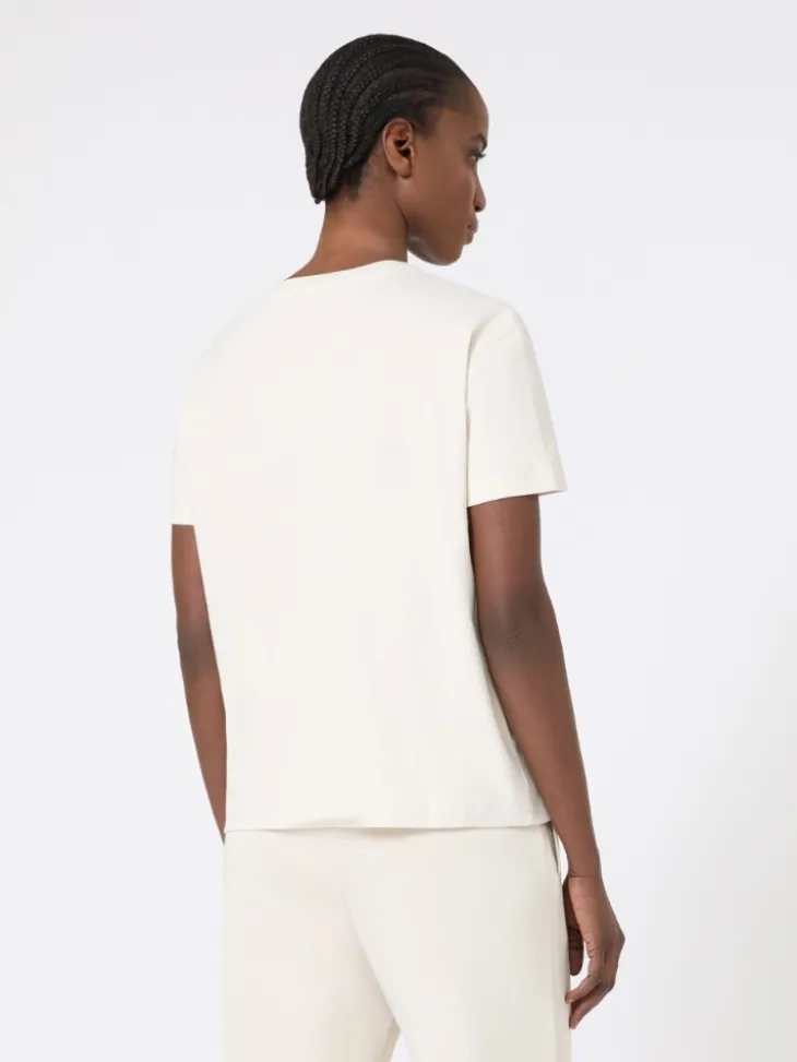 Embroidered jersey T-shirt - SAND