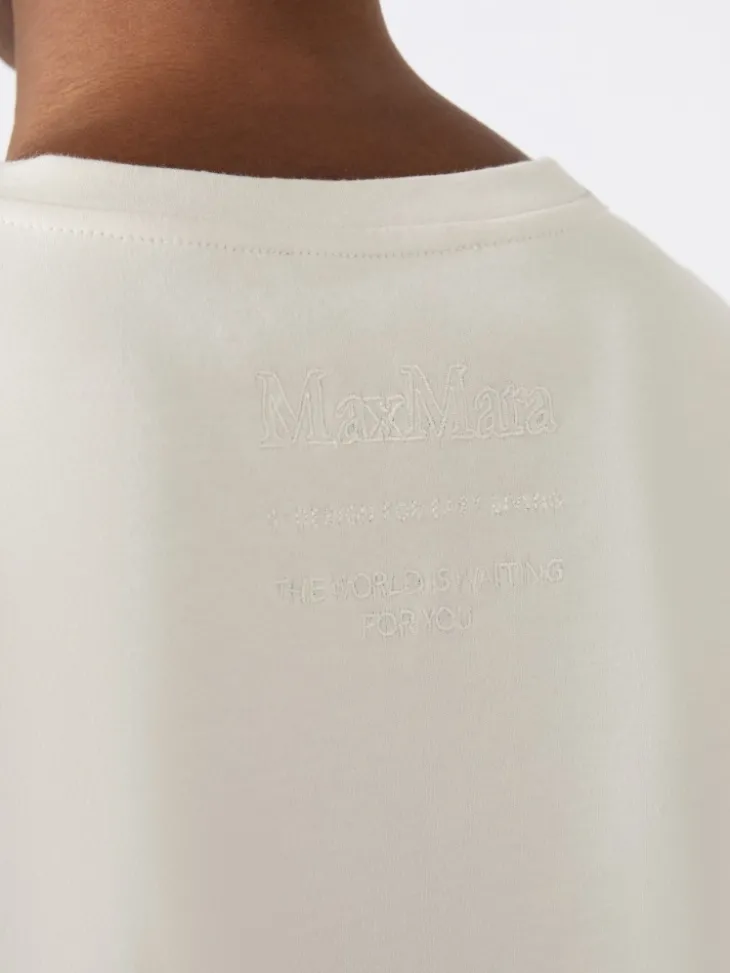 Embroidered jersey T-shirt - SAND
