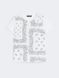 Embroidered linen and stretch cotton jersey T-shirt - WHITE