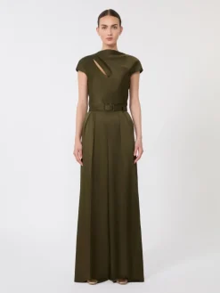 Envers satin jumpsuit - MOSS GREEN