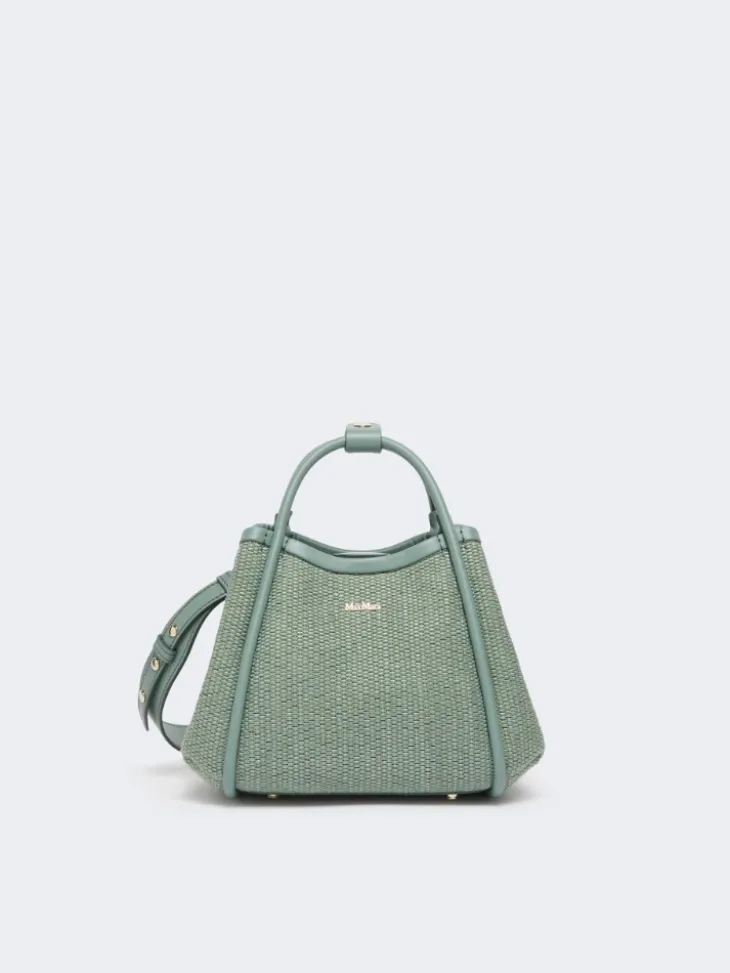 Extra-small raffia-look basketweave Marine bag - SAGE GREEN