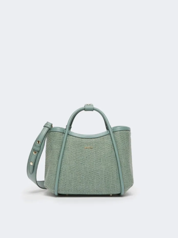 Extra-small raffia-look basketweave Marine bag - SAGE GREEN