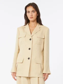 Faded linen drawstring jacket - COLONIAL