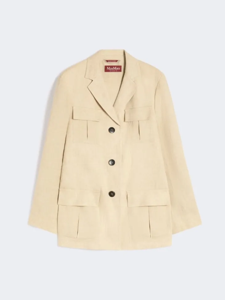 Faded linen drawstring jacket - COLONIAL