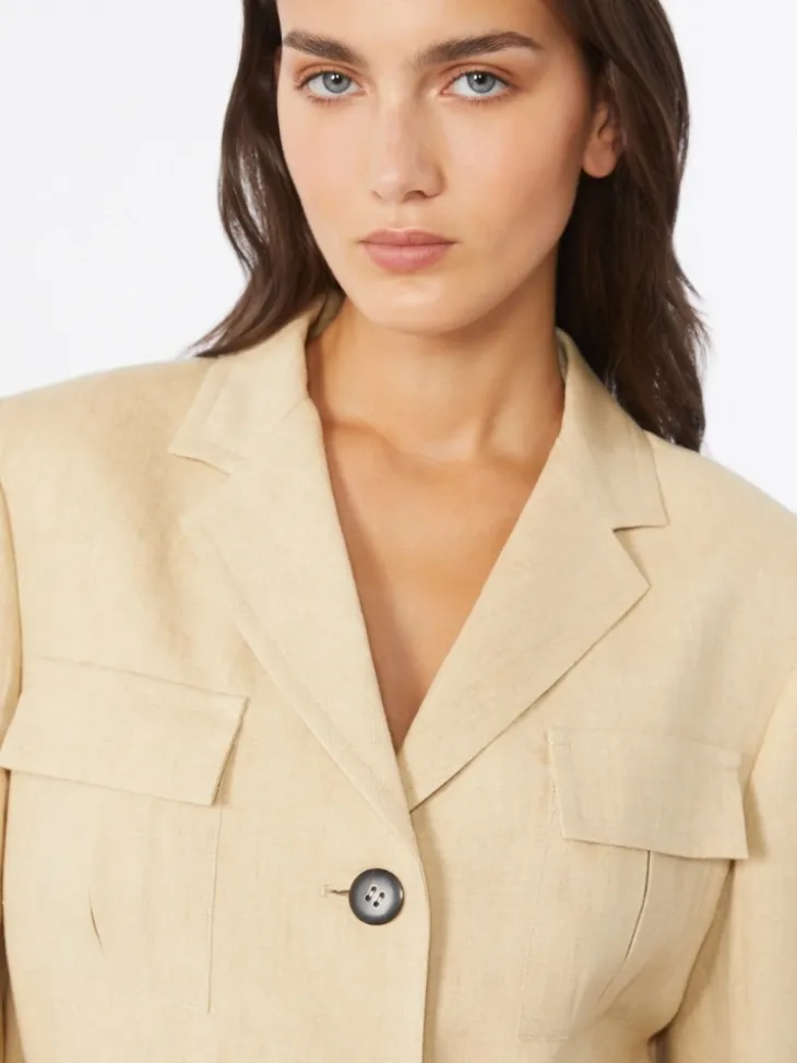 Faded linen drawstring jacket - COLONIAL