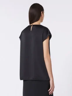Feminine satin top - BLACK