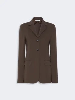 Feminine viscose jersey blazer - CHOCOLATE
