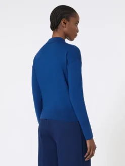 Feminine wool cardigan - CHINA BLUE