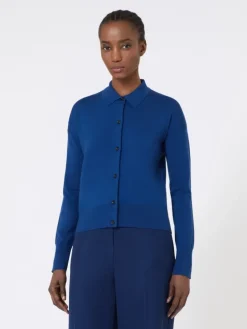 Feminine wool cardigan - CHINA BLUE