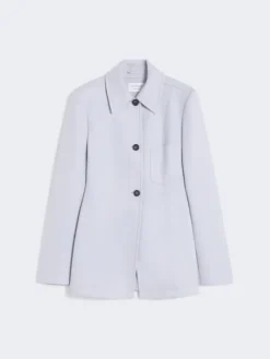 Fitted gabardine shirt jacket - MEDIUM GREY
