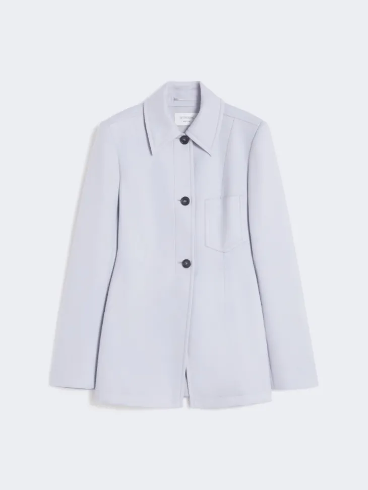 Fitted gabardine shirt jacket - MEDIUM GREY