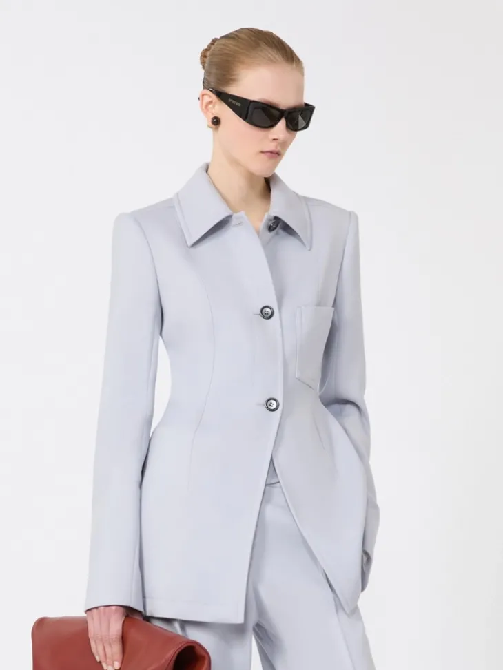Fitted gabardine shirt jacket - MEDIUM GREY