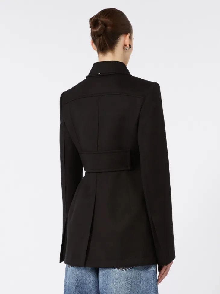 Fitted gabardine shirt jacket - BLACK