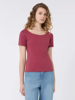 Fitted jersey top - CHERRY