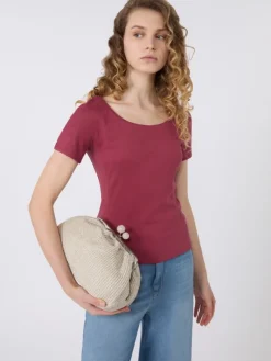 Fitted jersey top - CHERRY
