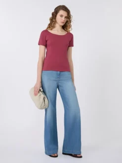 Fitted jersey top - CHERRY