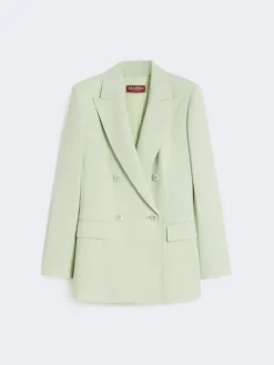 Fitted wool crepe blazer - GREEN