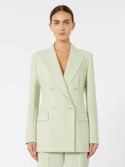 Fitted wool crepe blazer - GREEN
