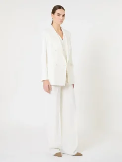 Fitted wool crepe blazer - WHITE