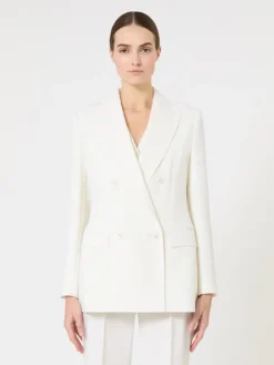 Fitted wool crepe blazer - WHITE