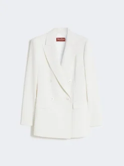Fitted wool crepe blazer - WHITE