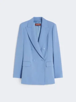 Fitted wool crepe blazer - LIGHT BLUE